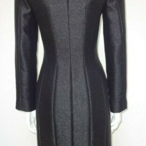 CHANEL Auth Black Shimmery Button Front Long Fitted Blazer Jacket 34 - Picture 5 of 9